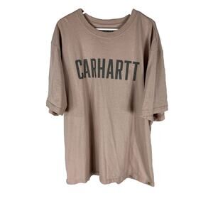 Carhartt Spellout Chest Logo Graphic T-shirt Pink Workwear Size Loose Fit 2XL